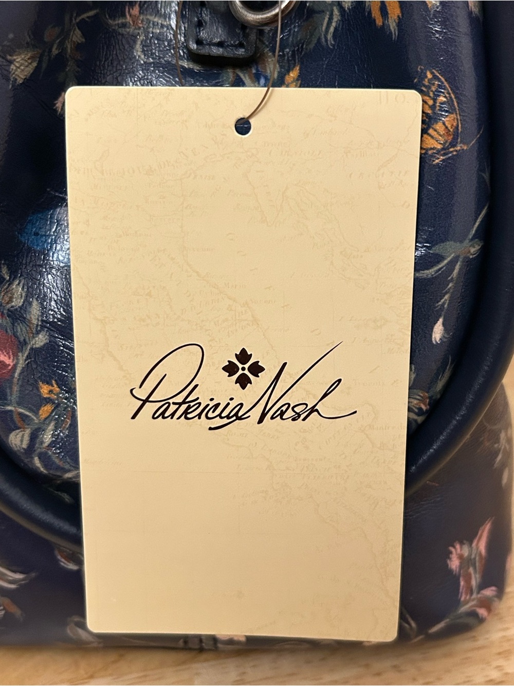 Patricia Nash Navy Floral Shoulder Bag with Buckle Detail - Picture 9 of 16